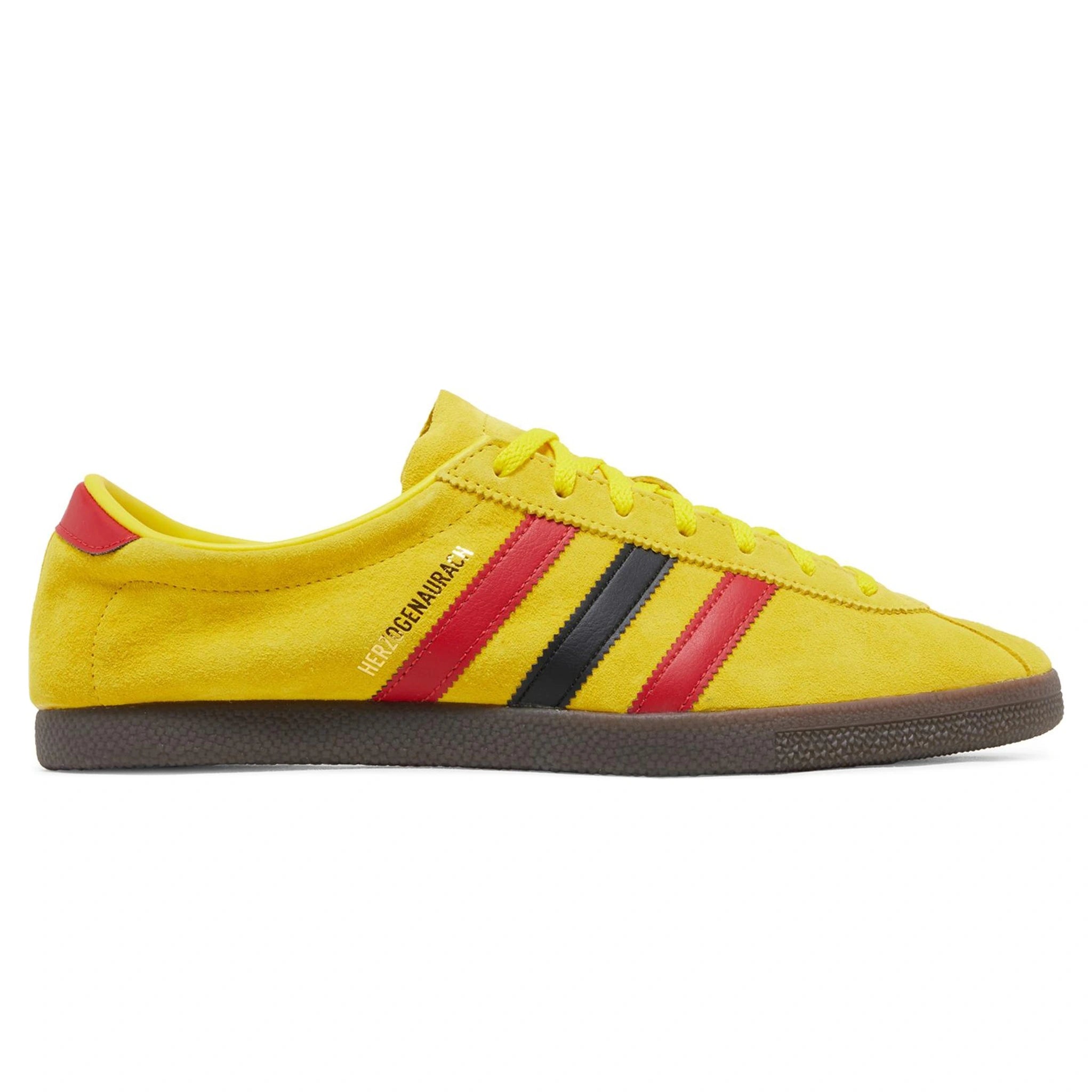 Side view of Adidas Herzogenaurach City Series Yellow Scarlet IF2349